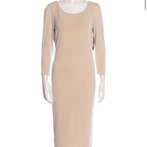 Alice + Olivia Employed Pencil Dress Ruched Sleeve Nude Medium Stretch N…